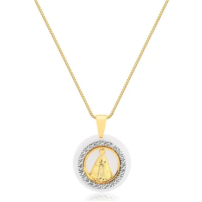 Colar com Pingente Madre Pérola Nossa Senhora médio