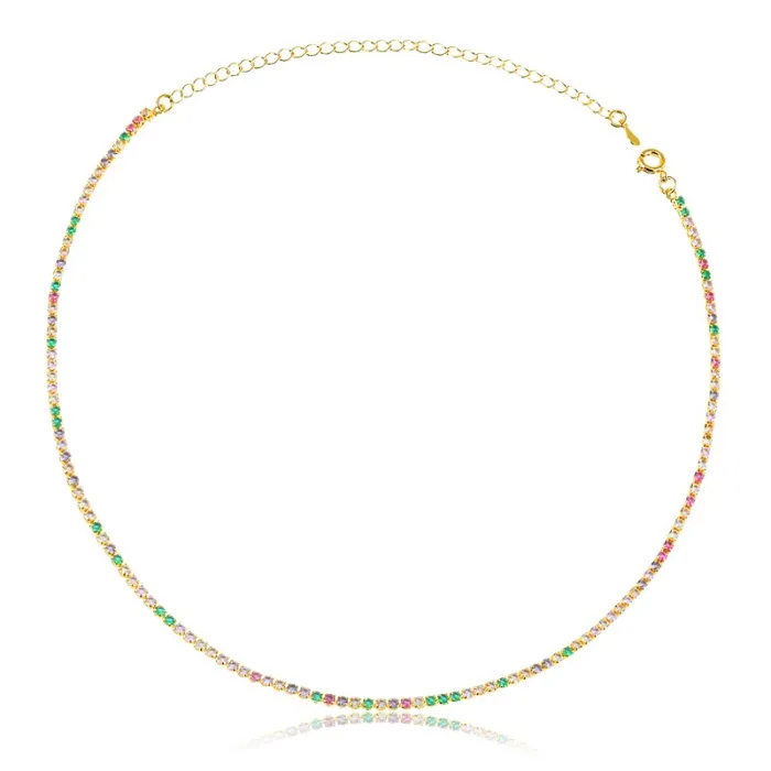 Choker Riviera com Zircônias coloridas