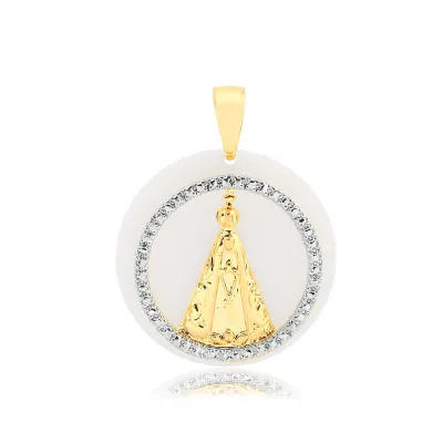 Colar com Pingente Madre Pérola Nossa Senhora grande