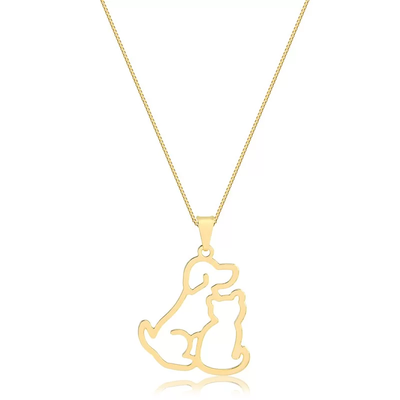 Colar Pet com Pingente Cachorro e Gato