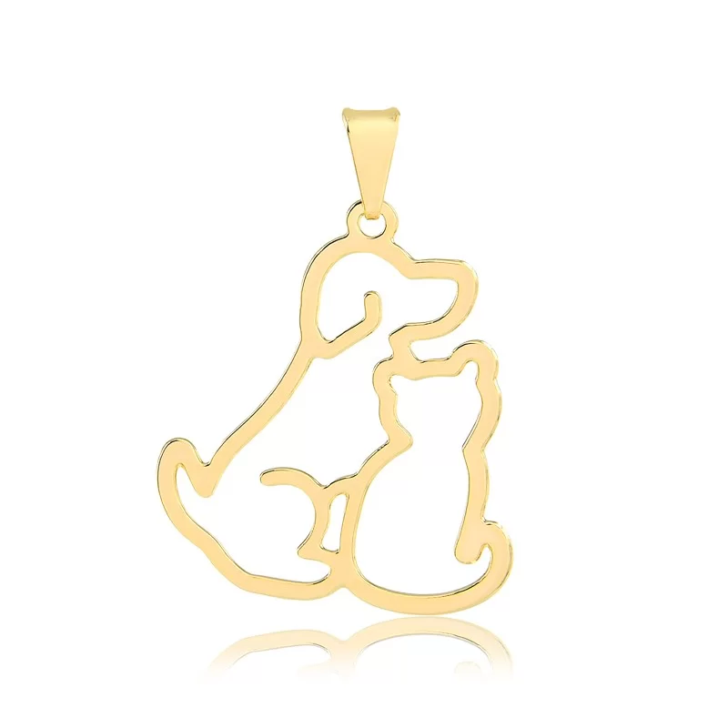 Colar Pet com Pingente Cachorro e Gato