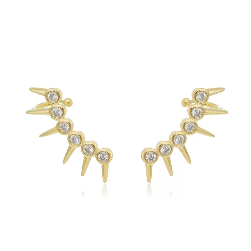 Brinco Ear Cuff com Zircônias e pontas