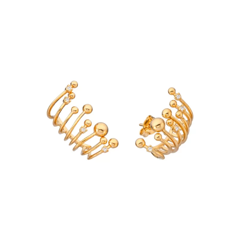 Brinco Ear Hook com bolinhas e zircônia